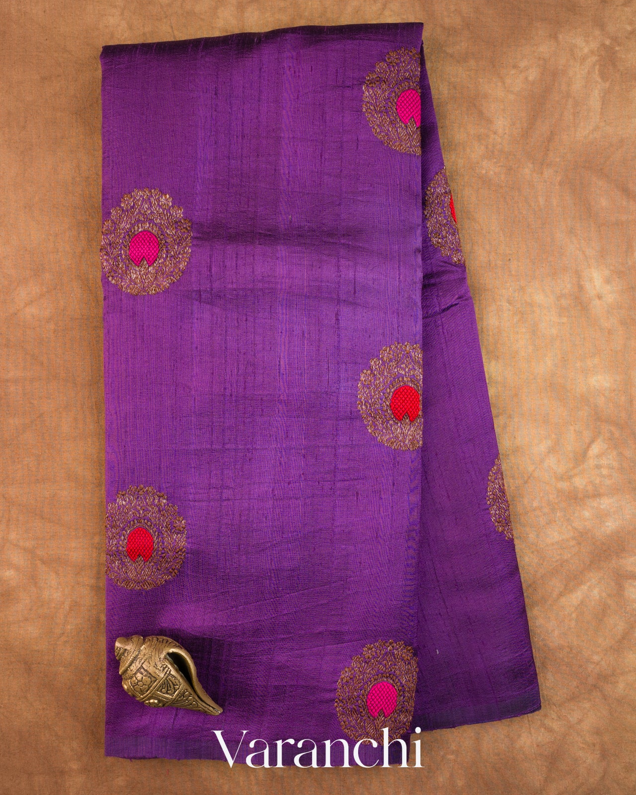 Purple Borderless Pure Raw Silk Handloom Saree