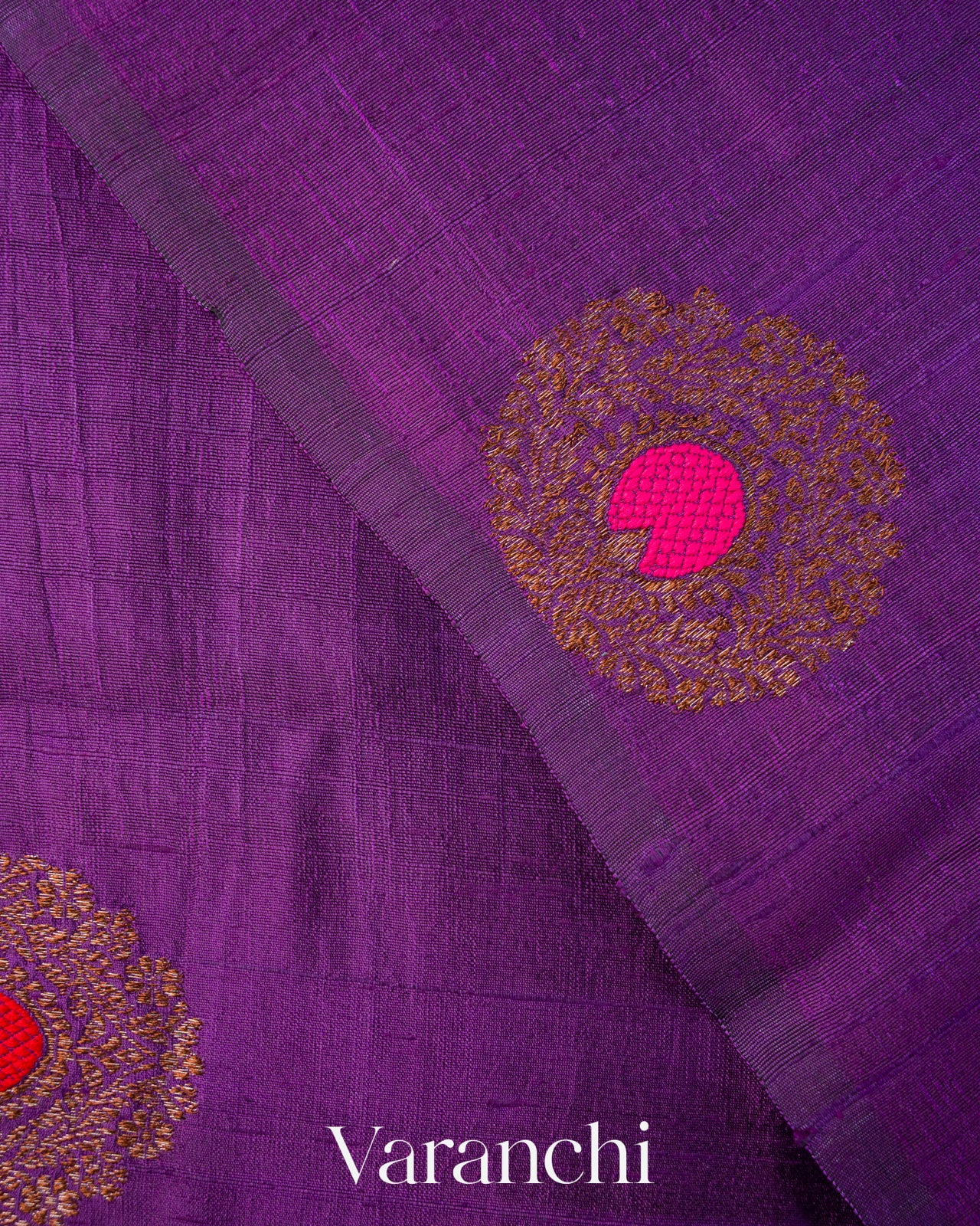 Purple Borderless Pure Raw Silk Handloom Saree