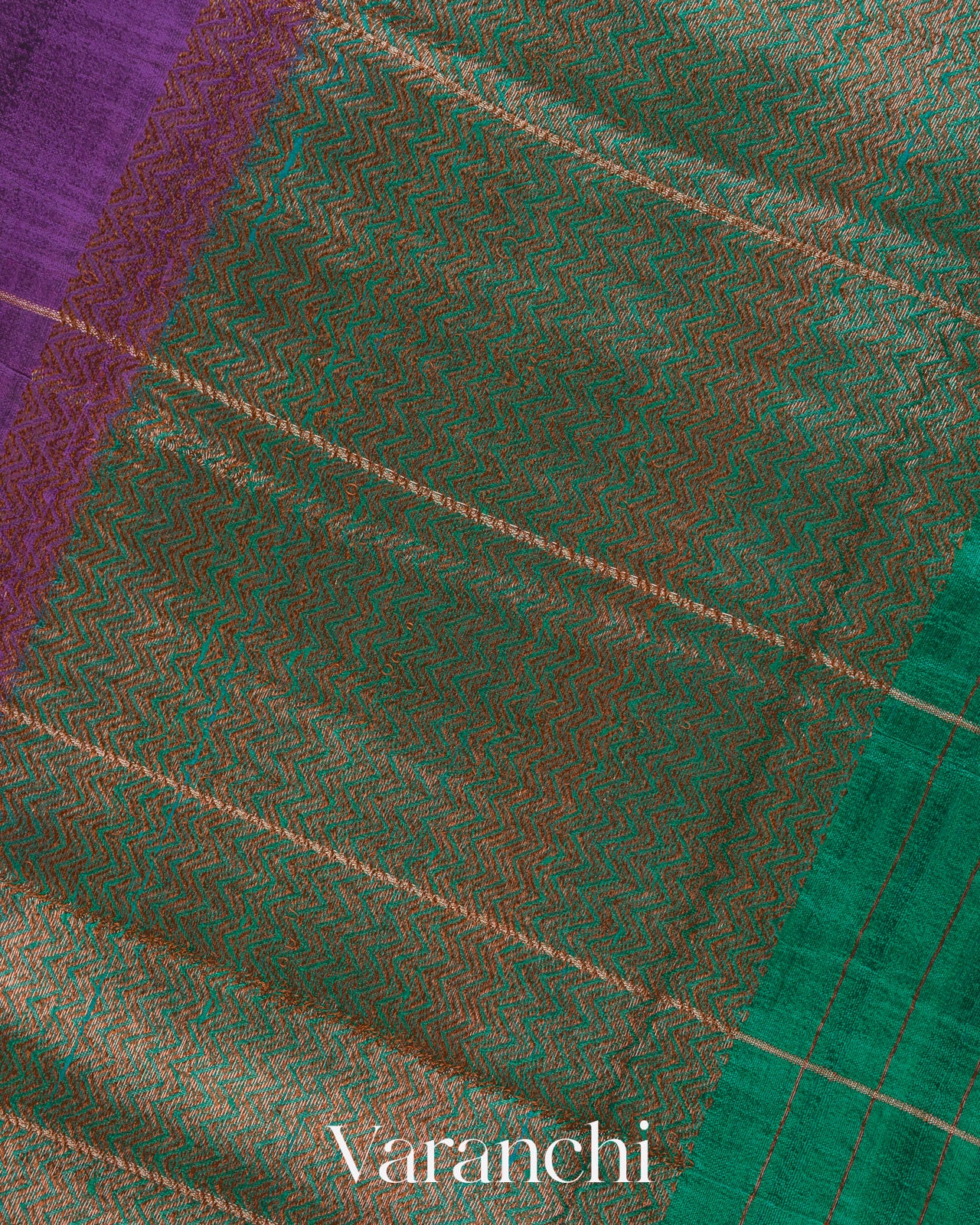 Purple Checked Pure Raw Silk Handloom Saree