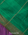 Purple Checked Pure Raw Silk Handloom Saree