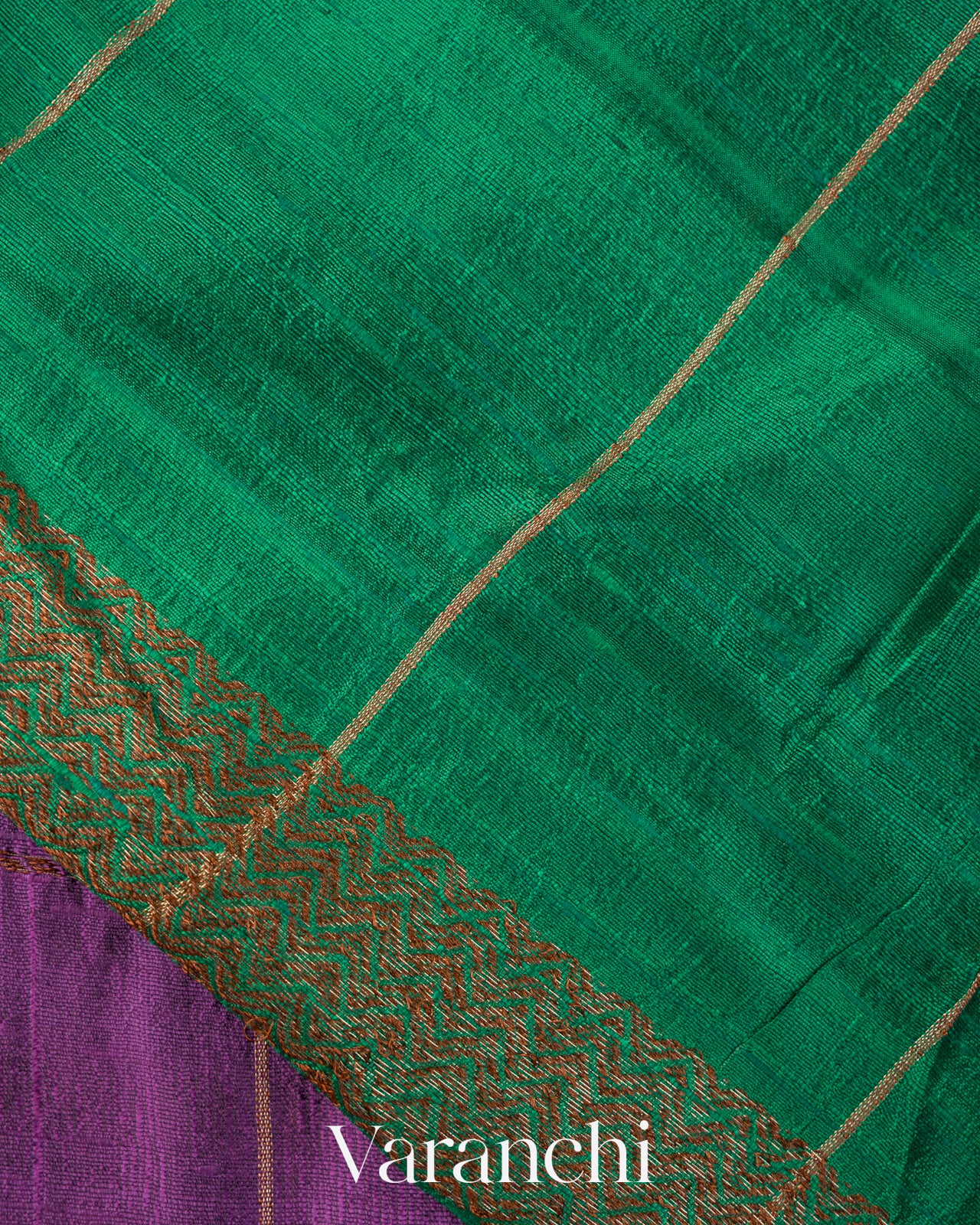 Purple Checked Pure Raw Silk Handloom Saree