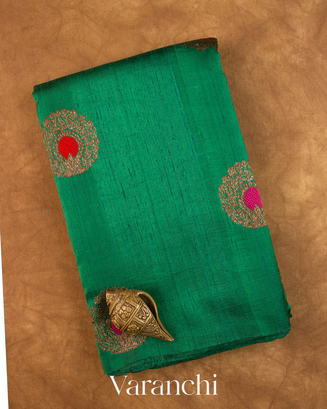 Bottle Green Borderless Pure Raw Silk Handloom Saree
