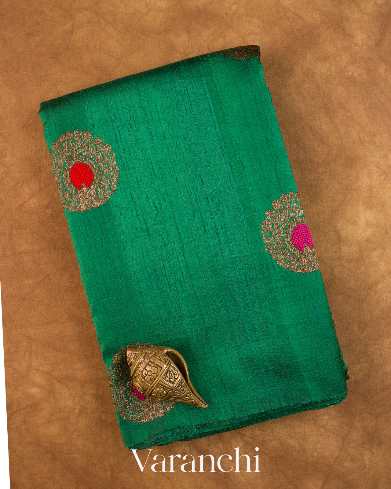 Bottle Green Borderless Pure Raw Silk Handloom Saree