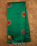 Bottle Green Borderless Pure Raw Silk Handloom Saree