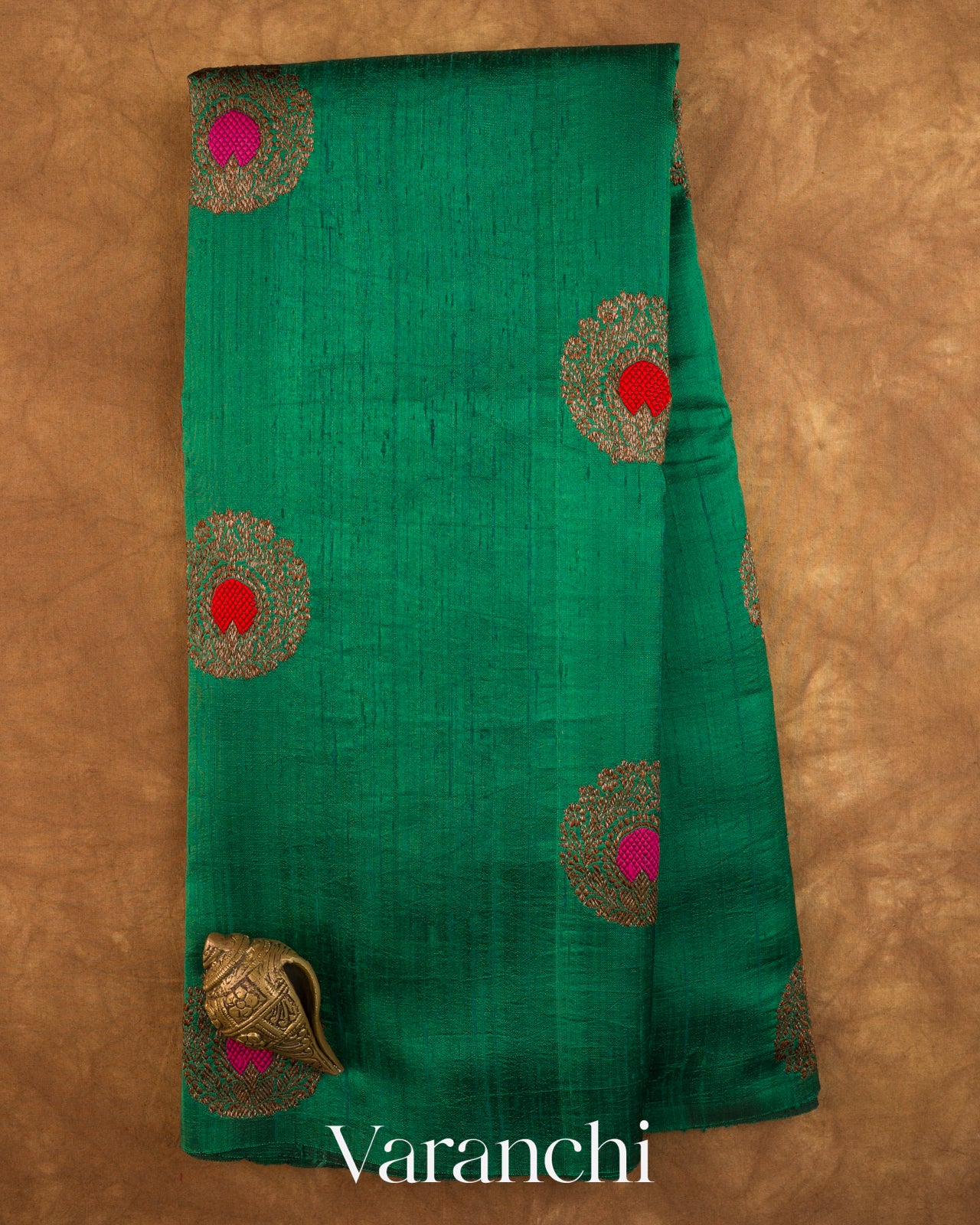 Bottle Green Borderless Pure Raw Silk Handloom Saree