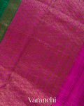 Bottle Green Borderless Pure Raw Silk Handloom Saree