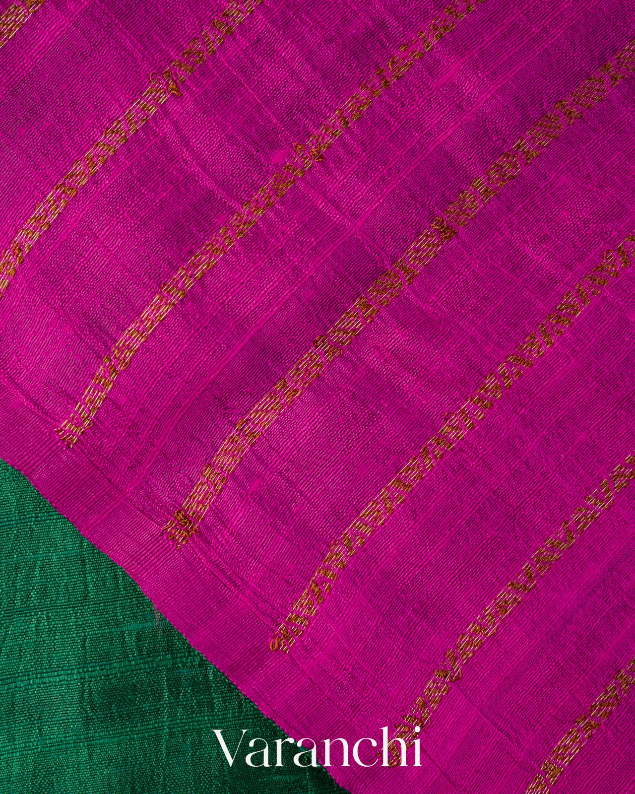 Bottle Green Borderless Pure Raw Silk Handloom Saree