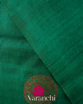 Bottle Green Borderless Pure Raw Silk Handloom Saree