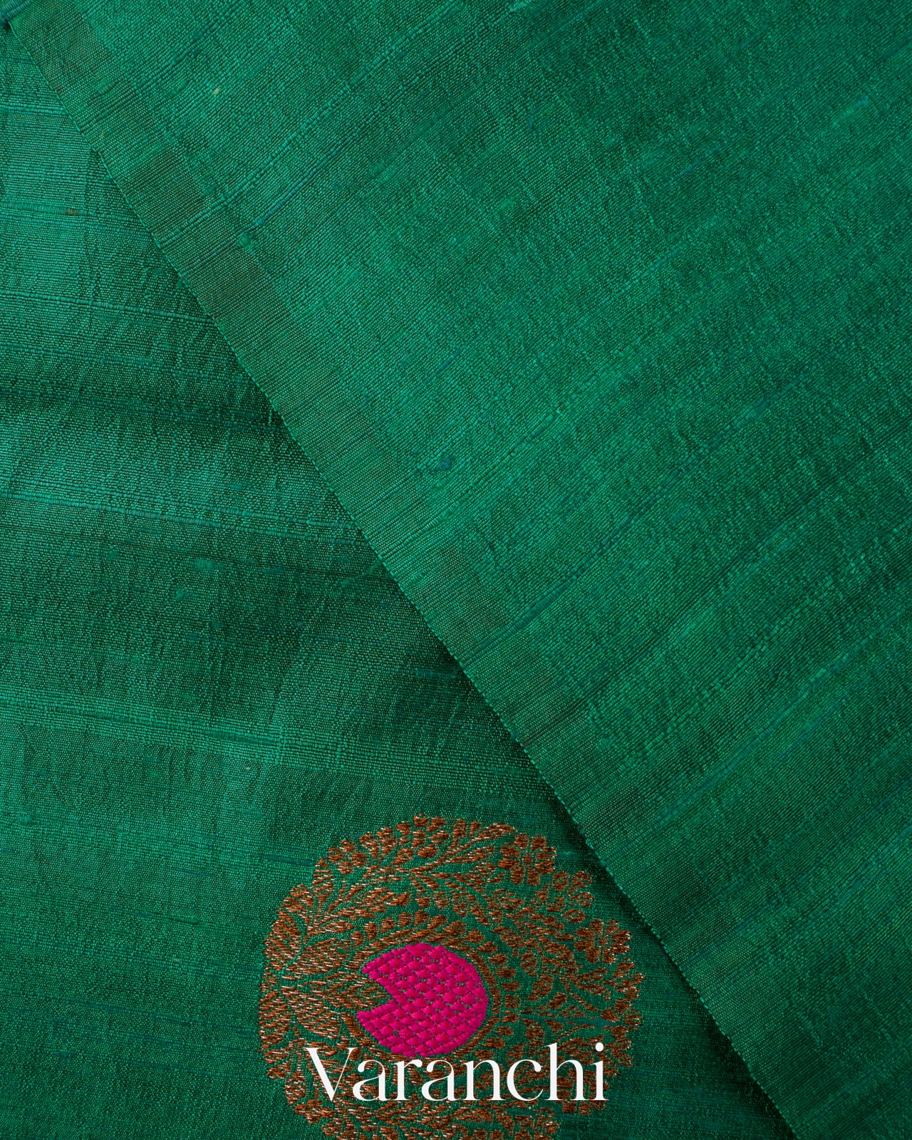 Bottle Green Borderless Pure Raw Silk Handloom Saree