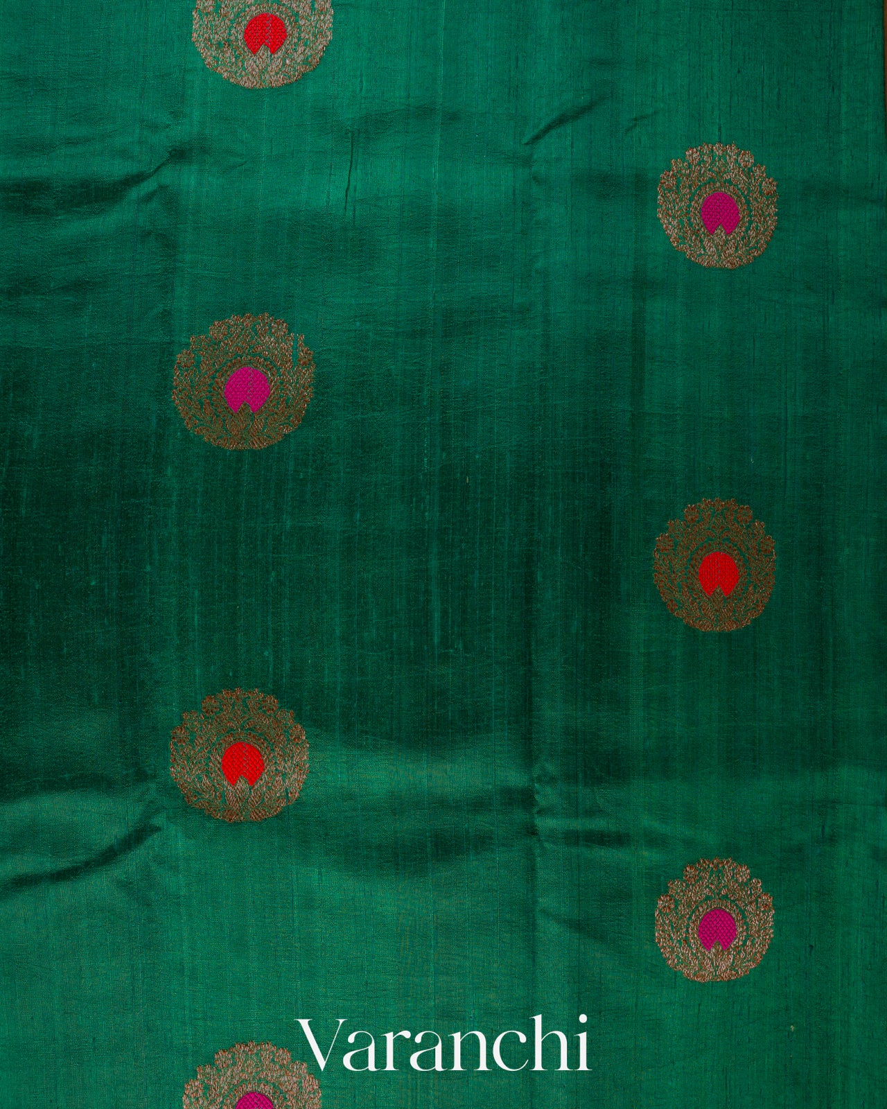 Bottle Green Borderless Pure Raw Silk Handloom Saree