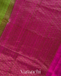 Parrot Green Borderless Pure Raw Silk Handloom Saree
