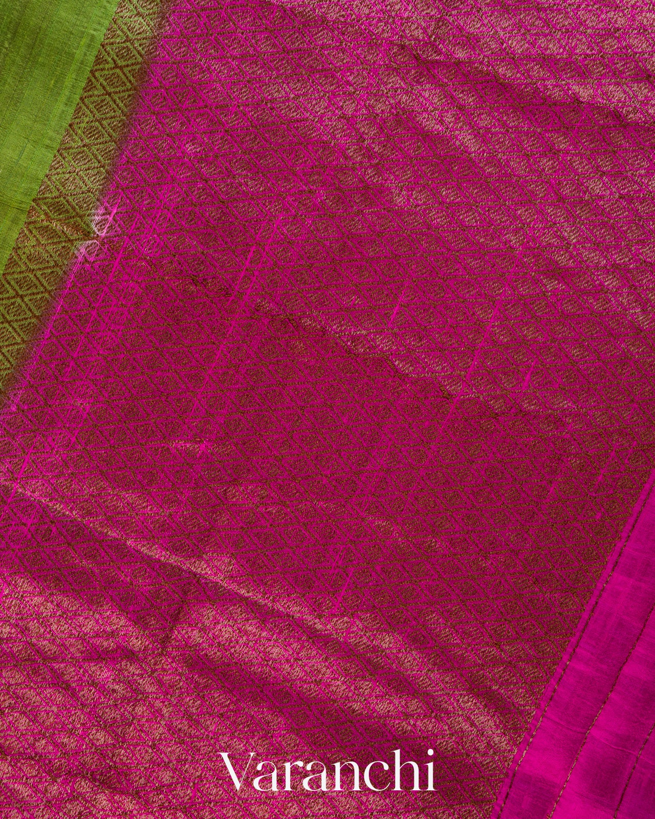 Parrot Green Borderless Pure Raw Silk Handloom Saree
