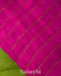 Parrot Green Borderless Pure Raw Silk Handloom Saree
