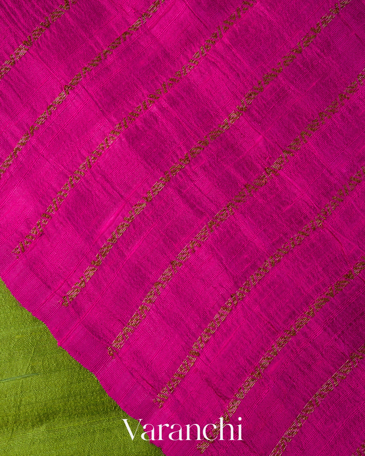 Parrot Green Borderless Pure Raw Silk Handloom Saree