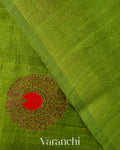 Parrot Green Borderless Pure Raw Silk Handloom Saree