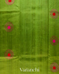 Parrot Green Borderless Pure Raw Silk Handloom Saree