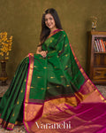 Bottle Green Pure Kanchipuram Silk Handloom Saree