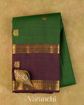 Bottle Green Korvai Pure Kanchipuram Silk Handloom Saree