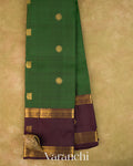 Bottle Green Korvai Pure Kanchipuram Silk Handloom Saree
