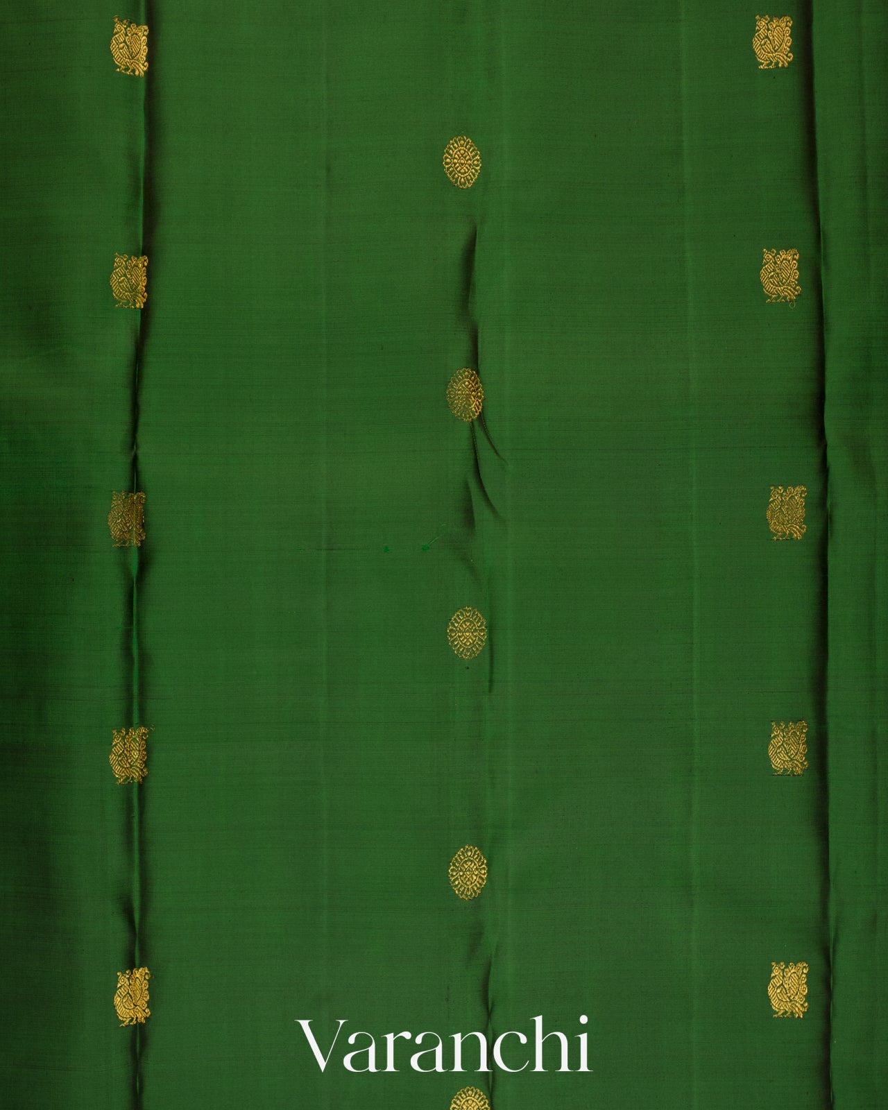 Bottle Green Korvai Pure Kanchipuram Silk Handloom Saree