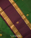 Bottle Green Korvai Pure Kanchipuram Silk Handloom Saree