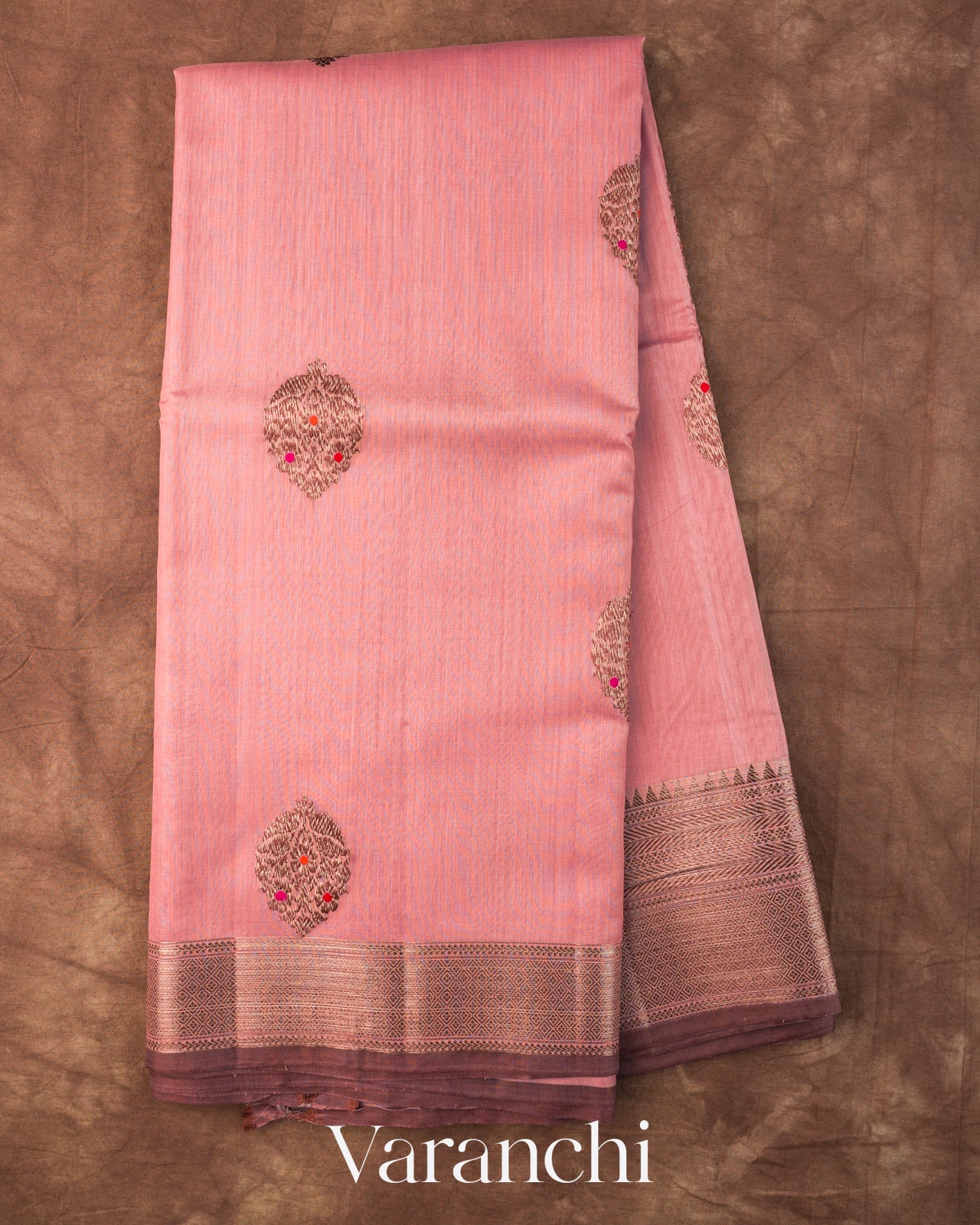 Blush Pink Pure Chanderi Silk Cotton Handloom Saree