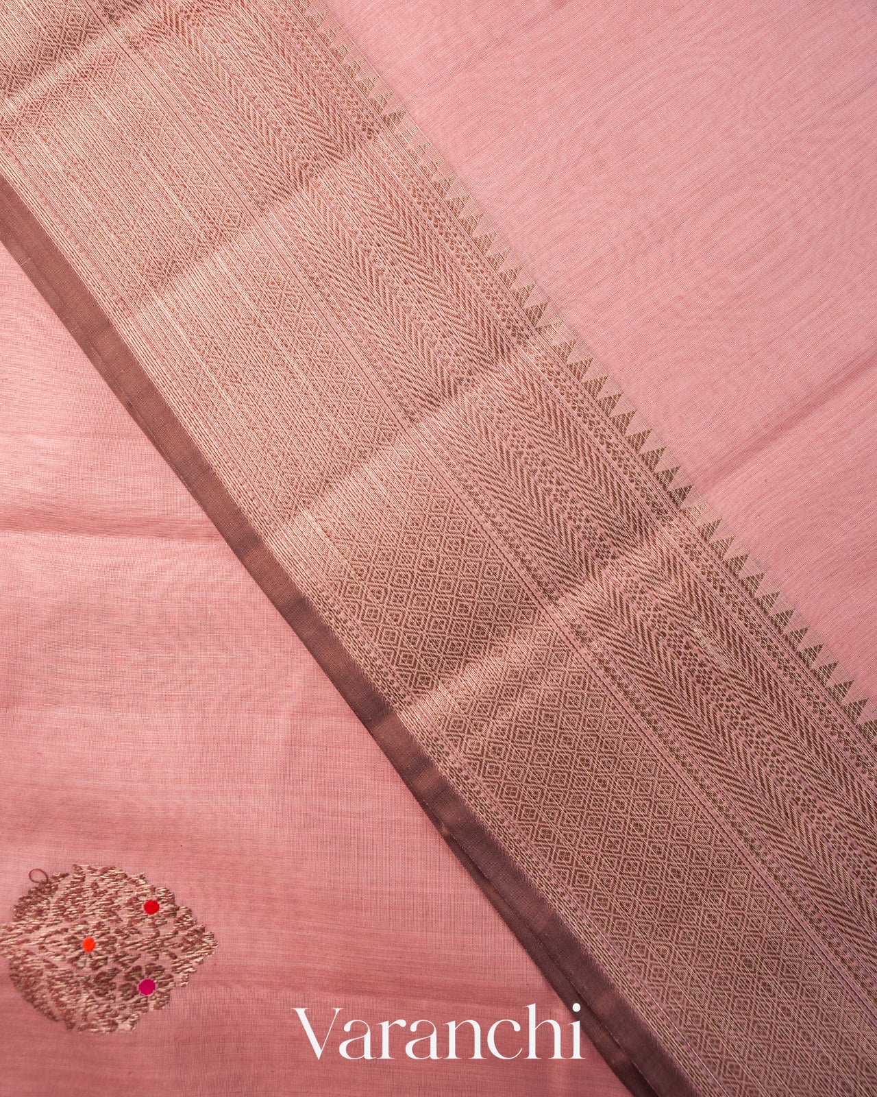 Blush Pink Pure Chanderi Silk Cotton Handloom Saree