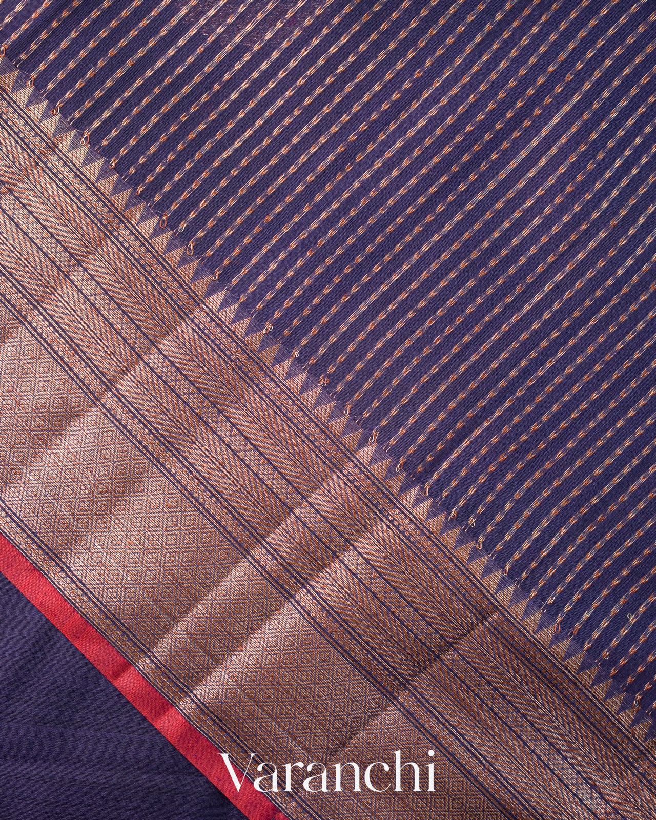 Navy Blue Pure Chanderi Silk Cotton Handloom Saree