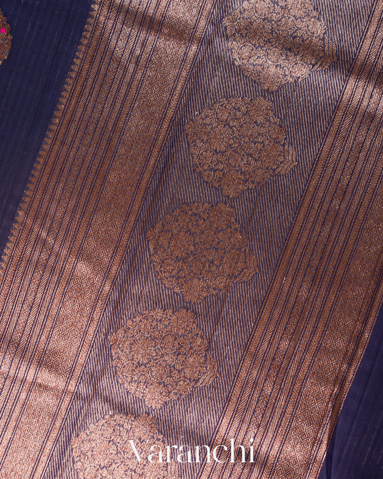 Navy Blue Pure Chanderi Silk Cotton Handloom Saree