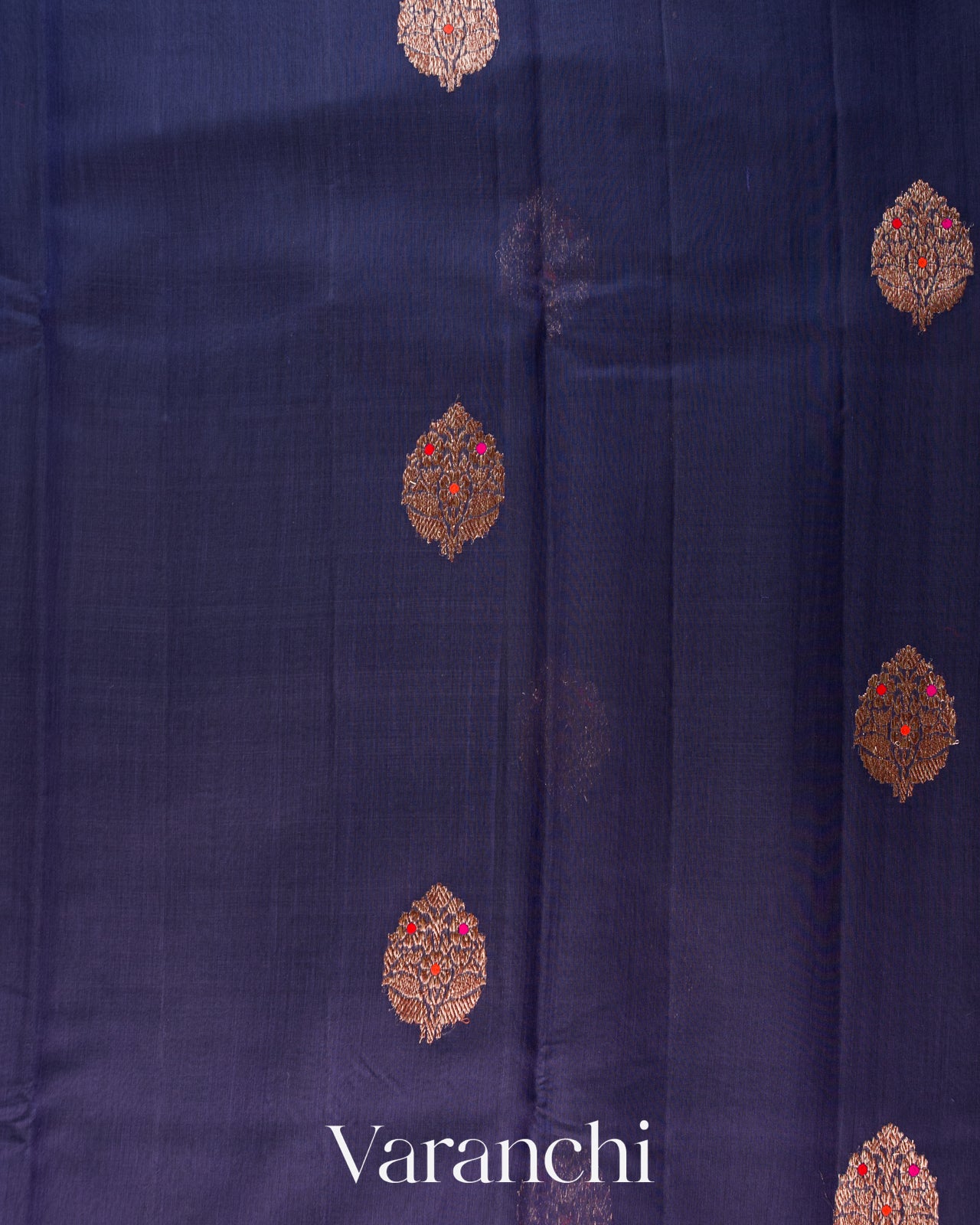 Navy Blue Pure Chanderi Silk Cotton Handloom Saree