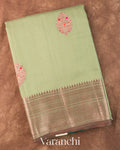 Sage Green Pure Chanderi Silk Cotton Handloom Saree