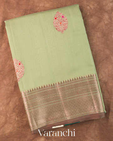 Sage Green Pure Chanderi Silk Cotton Handloom Saree