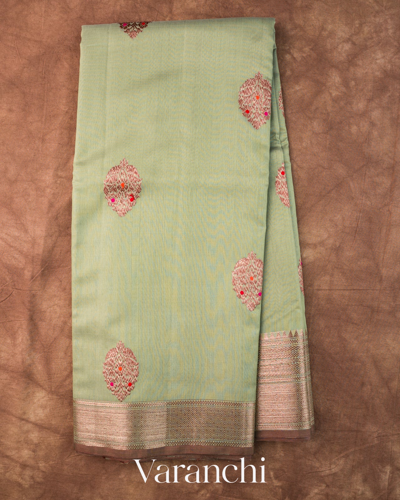 Sage Green Pure Chanderi Silk Cotton Handloom Saree