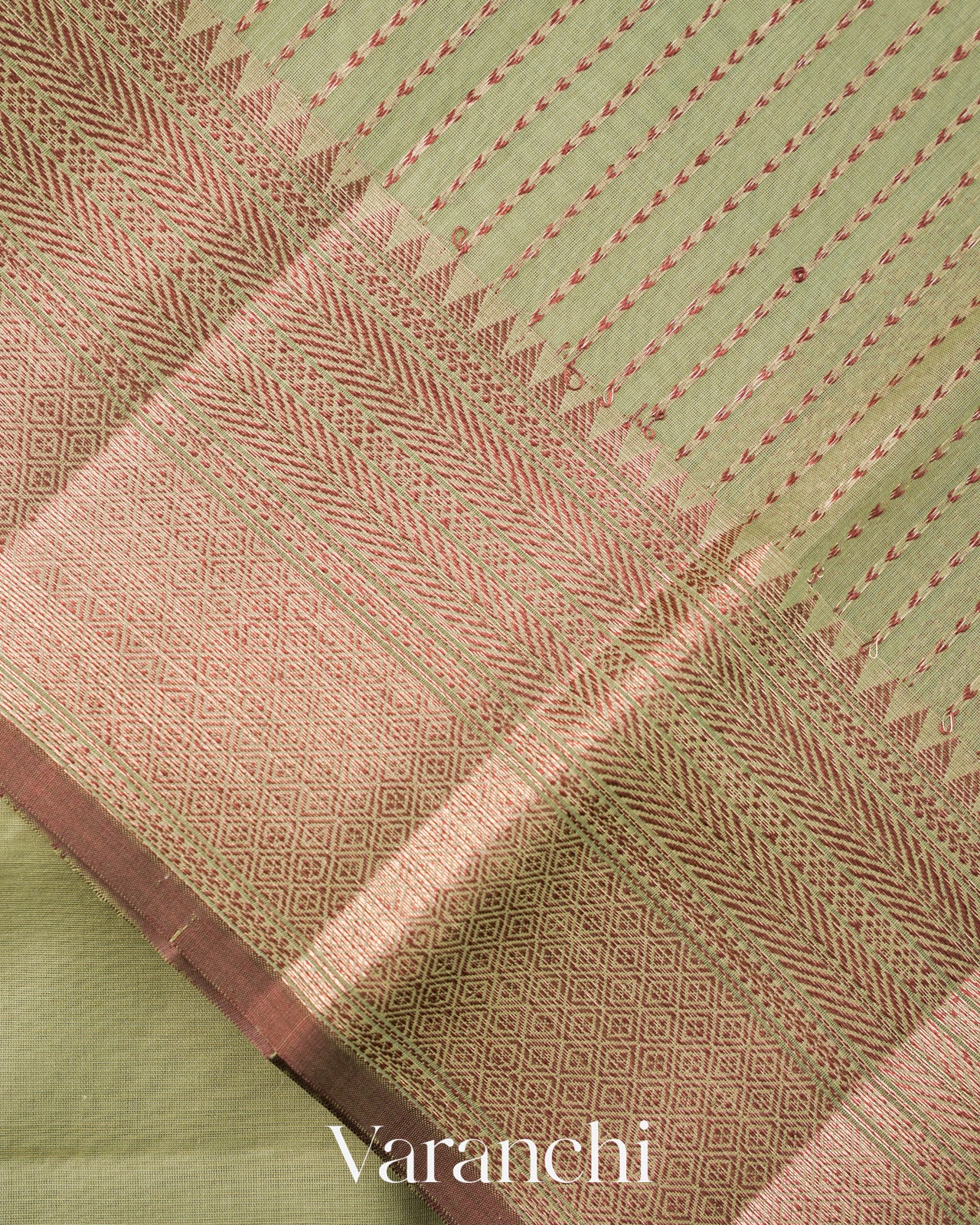 Sage Green Pure Chanderi Silk Cotton Handloom Saree