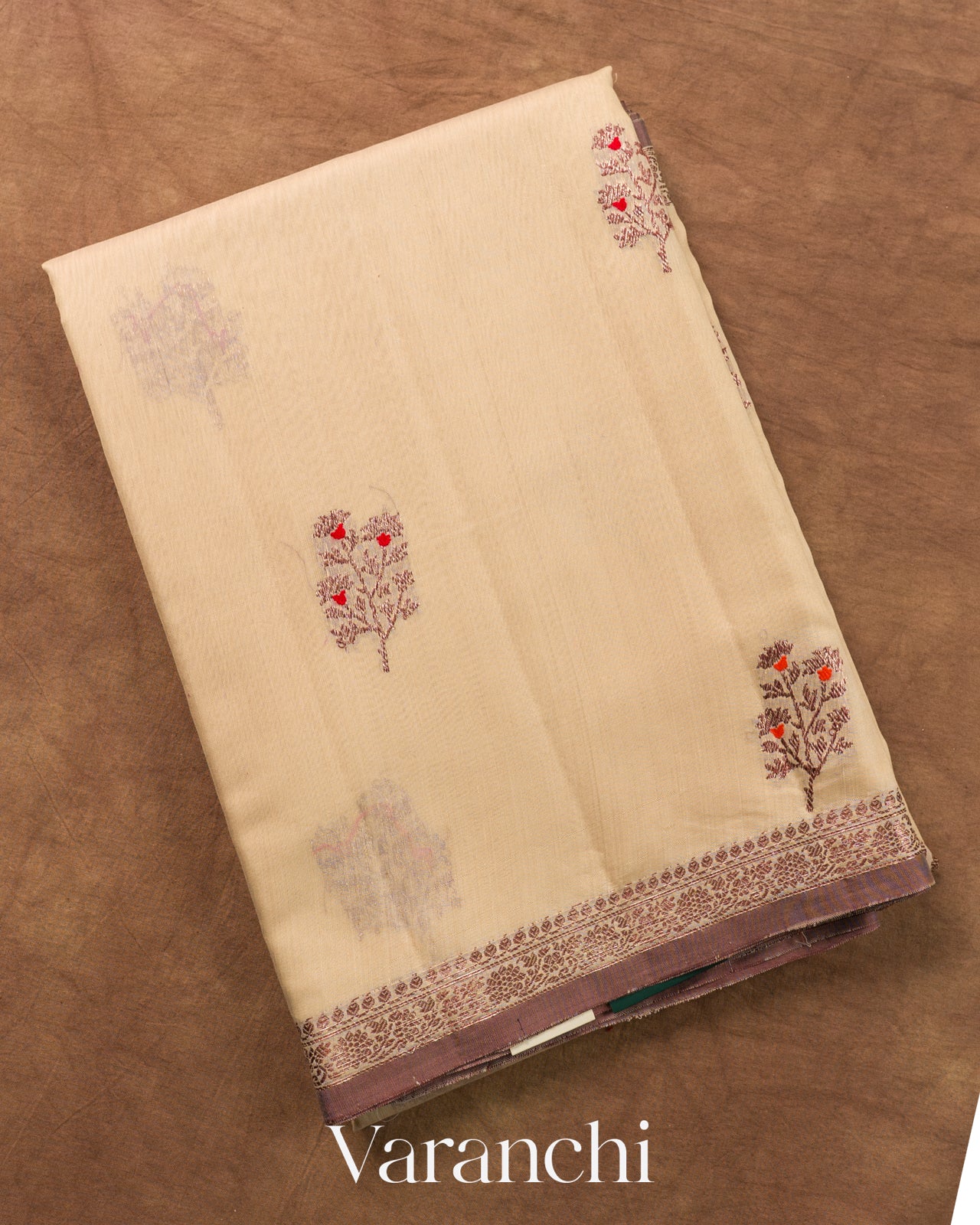 Cream Pure Chanderi Silk Cotton Handloom Saree