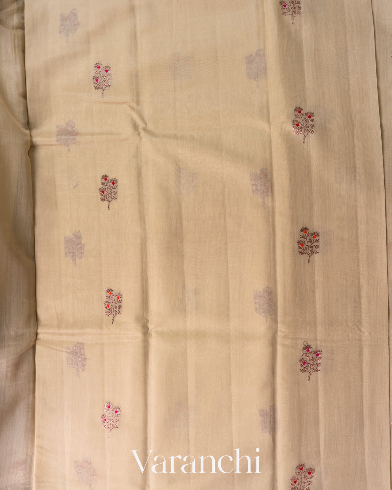Cream Pure Chanderi Silk Cotton Handloom Saree