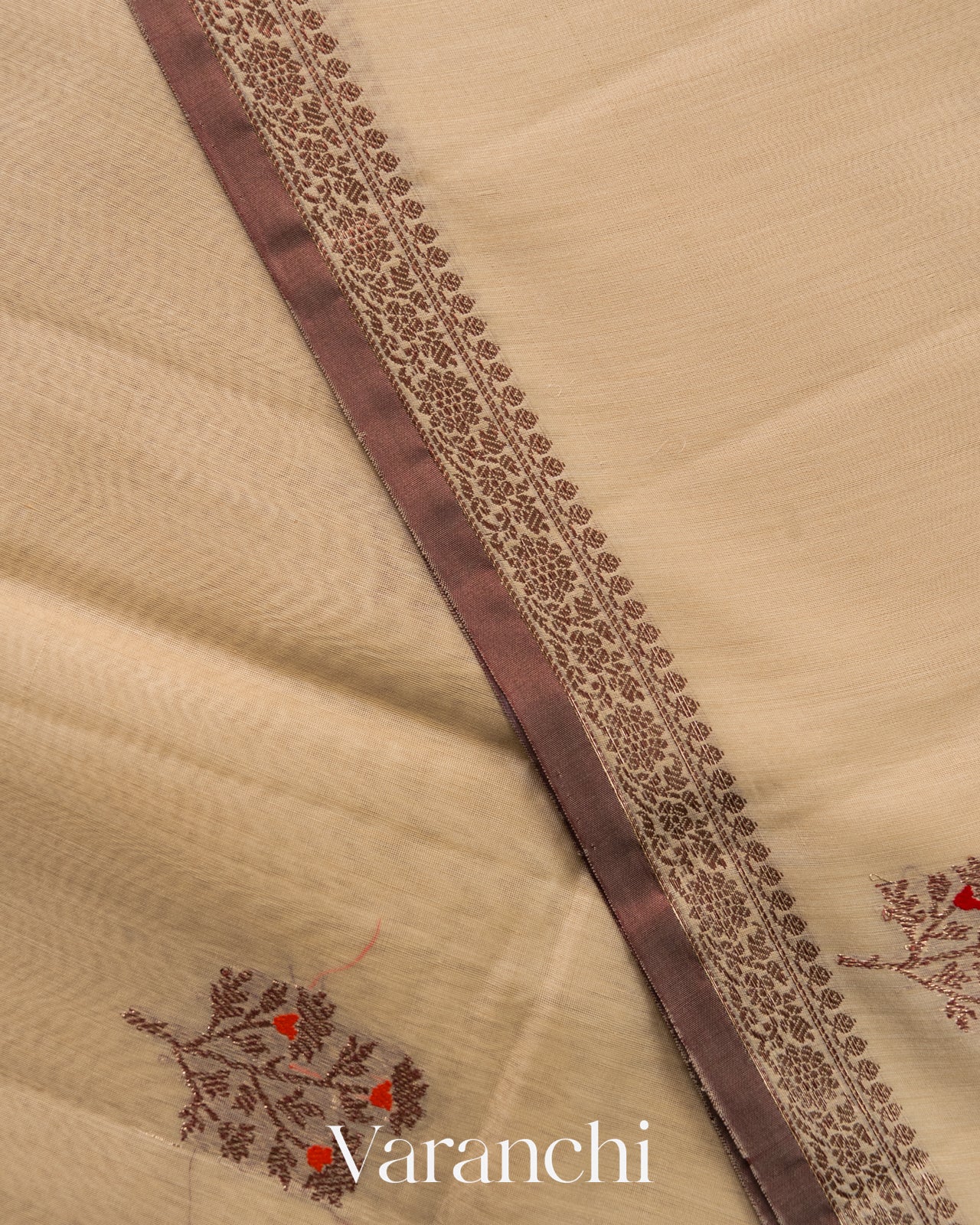 Cream Pure Chanderi Silk Cotton Handloom Saree