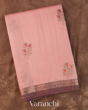 Baby Pink Pure Chanderi Silk Cotton Handloom Saree