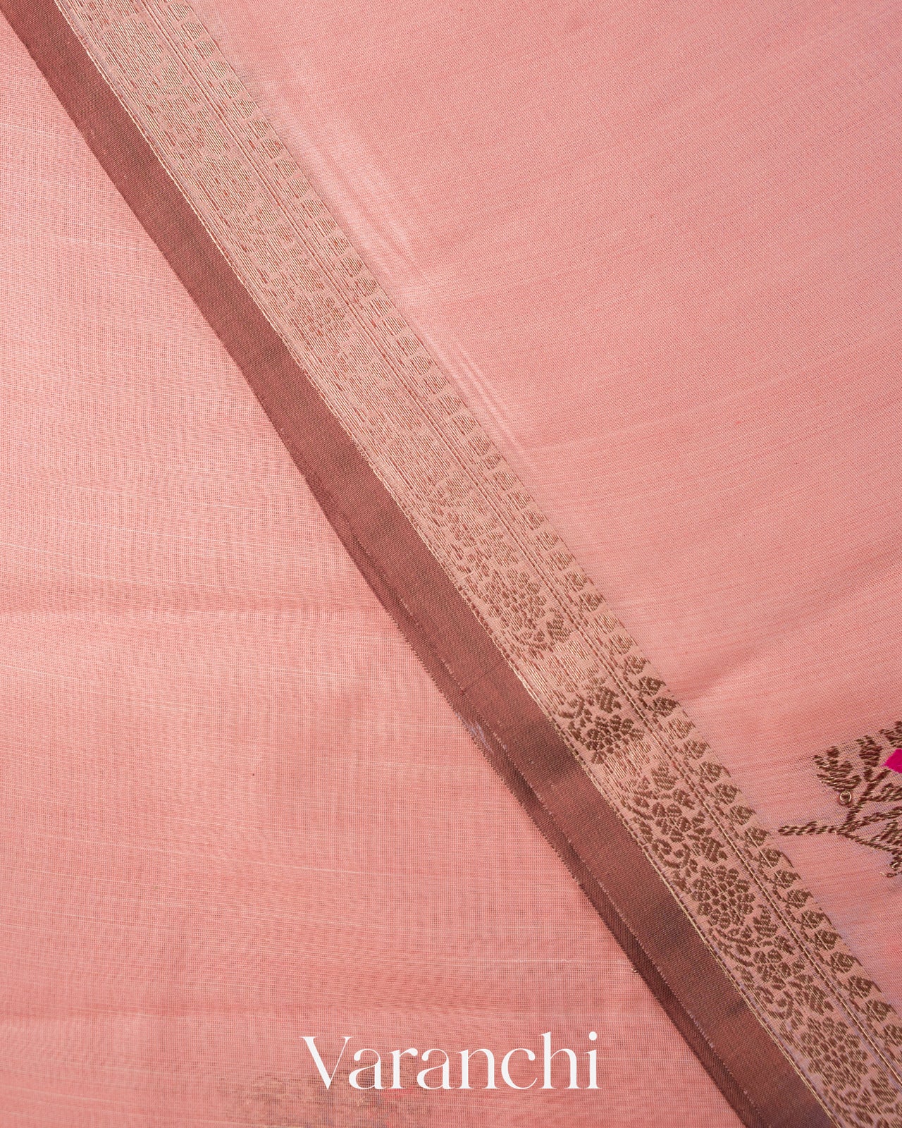 Baby Pink Pure Chanderi Silk Cotton Handloom Saree