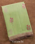 Pista Green Pure Chanderi Silk Cotton Handloom Saree