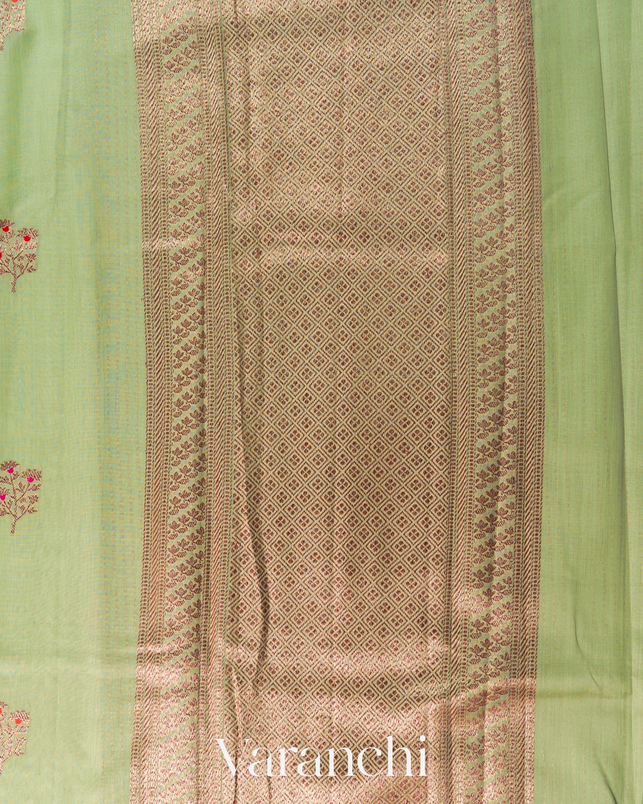 Pista Green Pure Chanderi Silk Cotton Handloom Saree