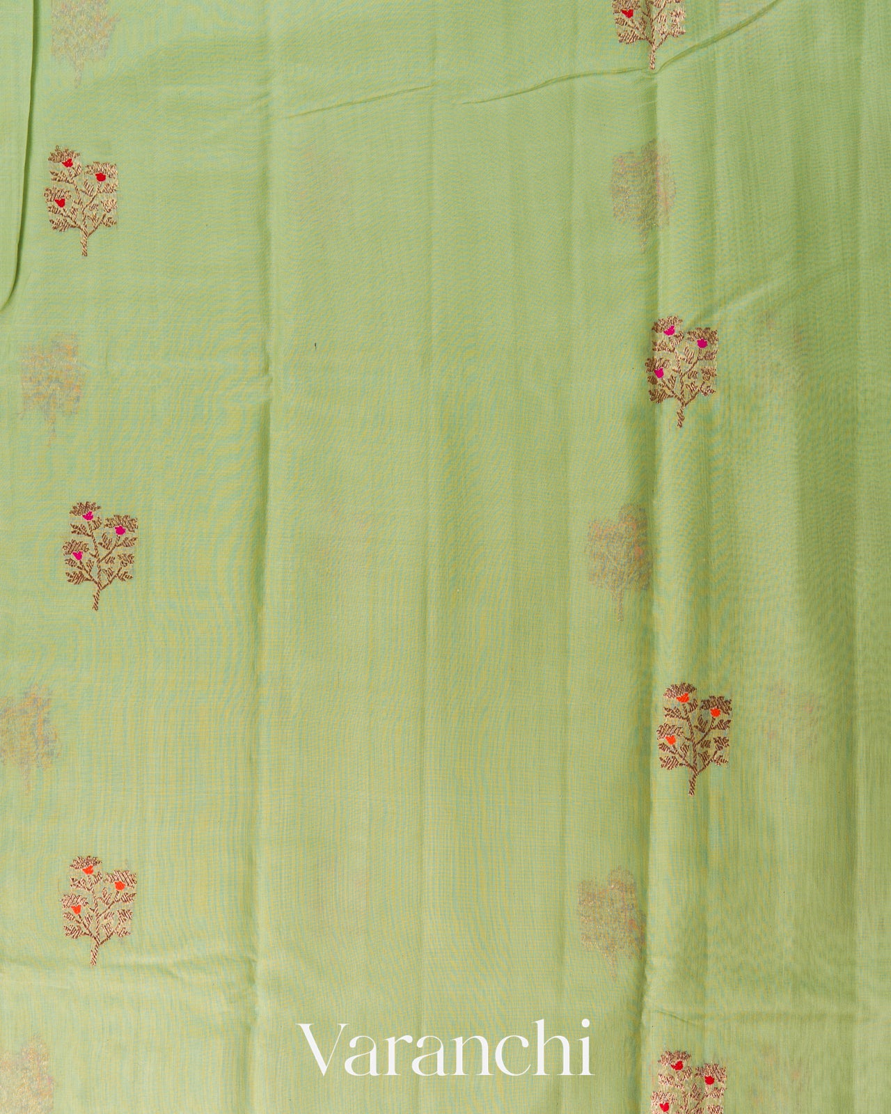 Pista Green Pure Chanderi Silk Cotton Handloom Saree