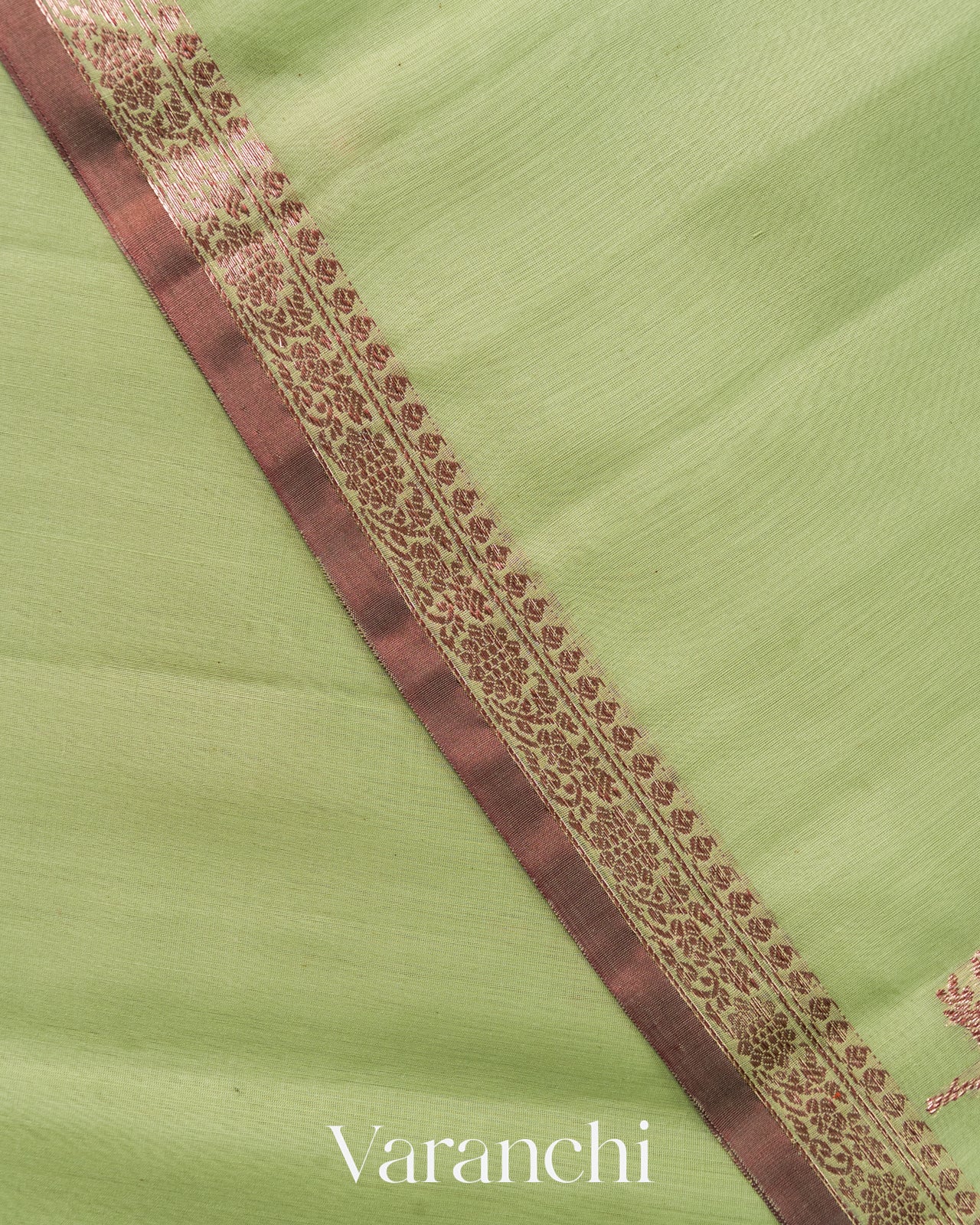 Pista Green Pure Chanderi Silk Cotton Handloom Saree