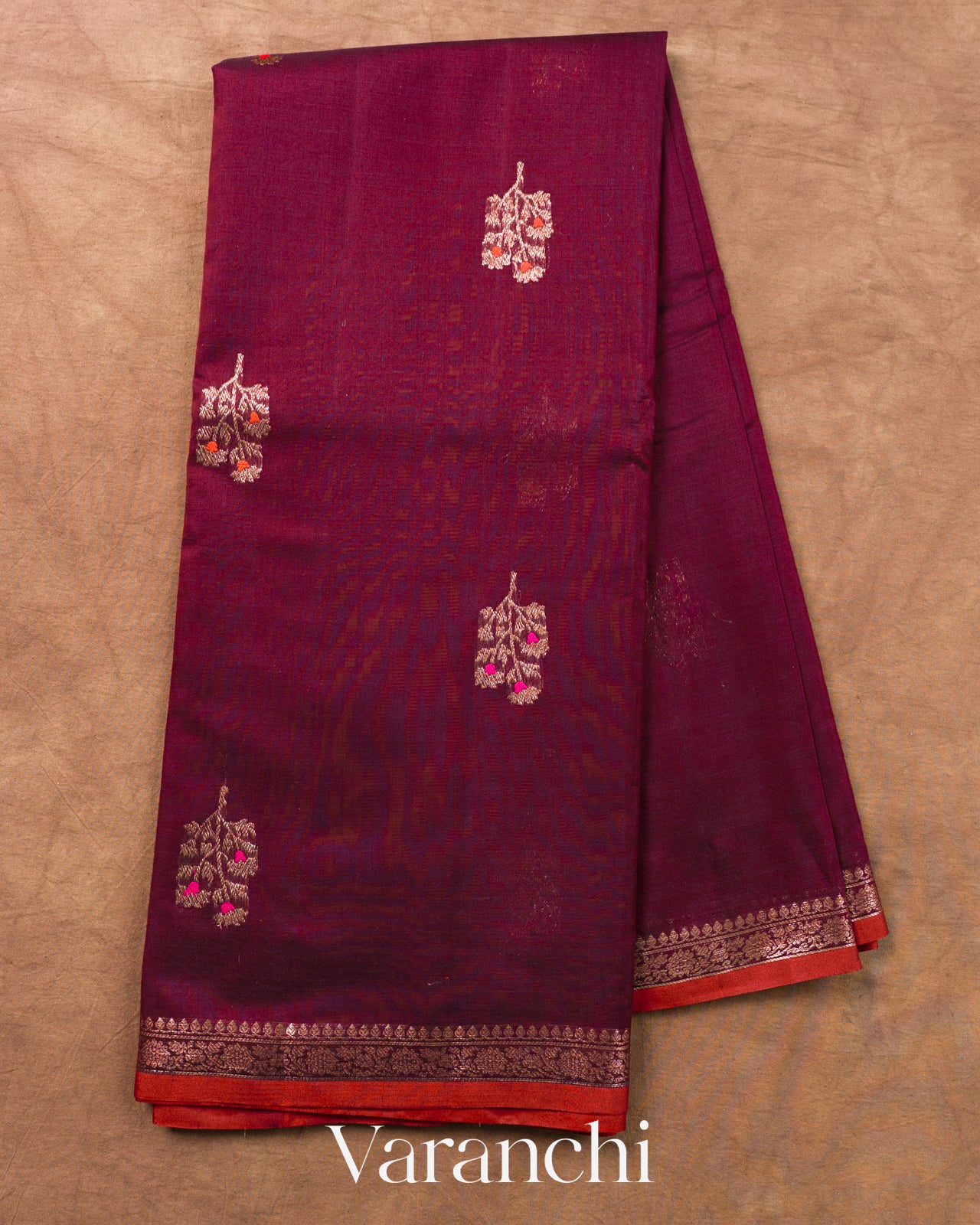 Wine Red Pure Chanderi Silk Cotton Handloom Saree