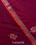 Wine Red Pure Chanderi Silk Cotton Handloom Saree