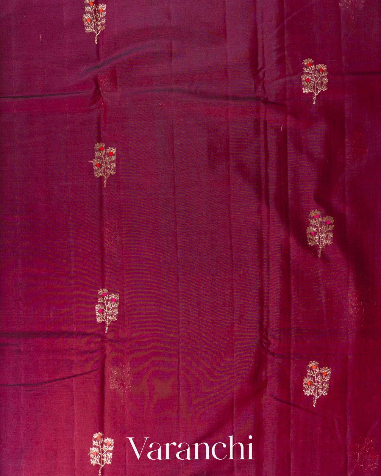 Wine Red Pure Chanderi Silk Cotton Handloom Saree