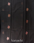 Jet Black Pure Chanderi Silk Cotton Handloom Saree
