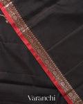 Jet Black Pure Chanderi Silk Cotton Handloom Saree