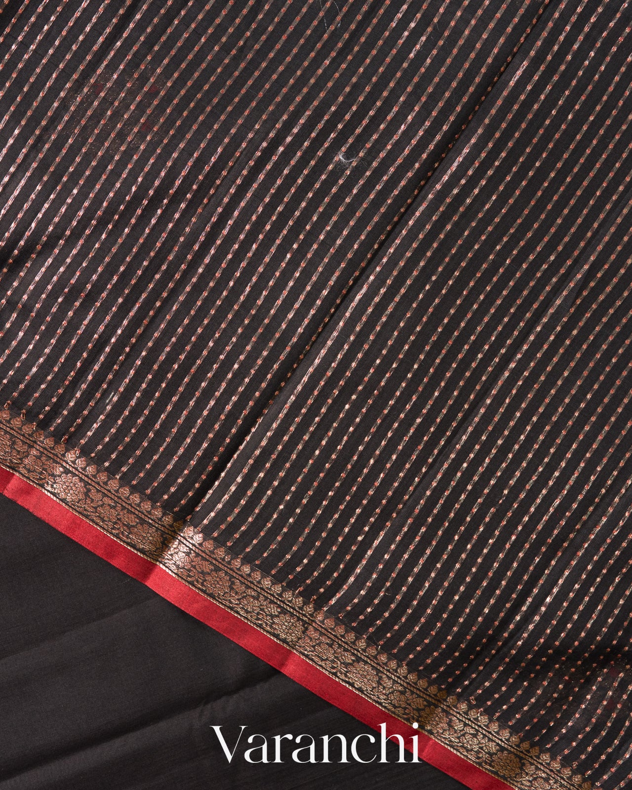 Jet Black Pure Chanderi Silk Cotton Handloom Saree
