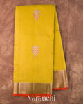 Olive Yellow Pure Chanderi Silk Cotton Handloom Saree